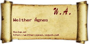 Welther Ágnes névjegykártya
